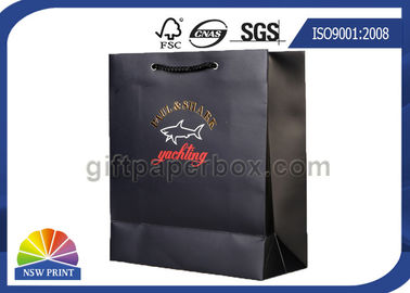 Gold Foil Logo Custom Printed Paper Bags Matte Black Paper Shopping Bag