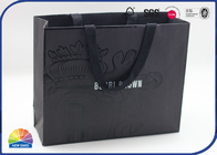 Black Kraft Paper Shopping Stand Up Bag White Logo Glossy UV Design