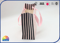 350gsm Coated Paper Shopping Bags Pink Stripe Design Matte Lamination