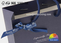 Ribbon Decorated Custom Designed Paper Shopping Bags With Handles , Premium Printed
