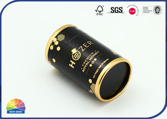 Schwarzes UVgoldpapierverpackengeschenk-Rohr-Prägung des Druck-182gsm